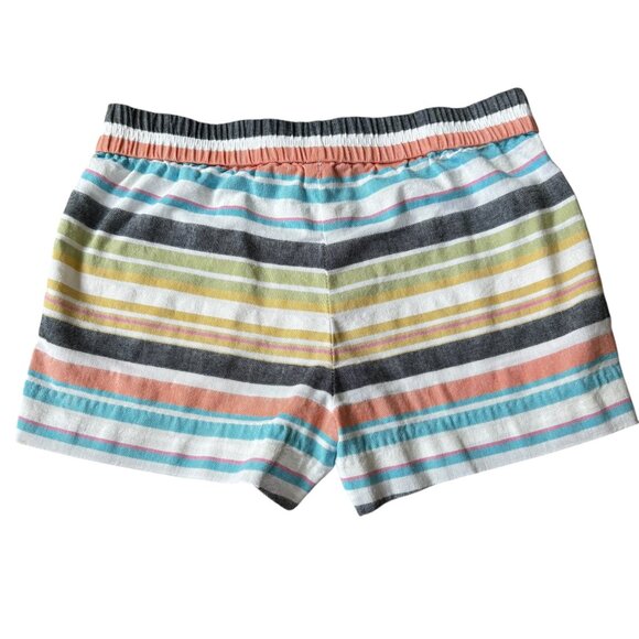 J. Crew multi colored horizontal striped pull on shorts with pockets size 4 - Picture 2 of 7